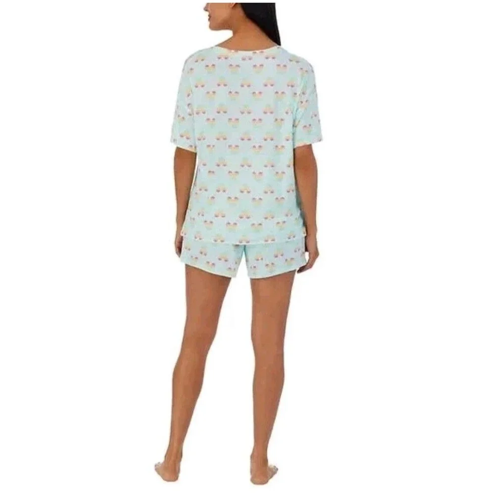 Disney Women's Mickey Mouse Short + Tee Pajama Set w/ Pockets Size S Aqua Blue - Picture 5 of 8